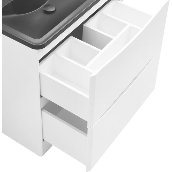 Тумба напольная с раковиной BelBagno ACQUA-1000-2C-PIA-BL 100 см, Bianco Lucido (раковина BB1000/455-LV-ART-ALR-NERO), Цвет фасада: Bianco Lucido Nero - фото 7