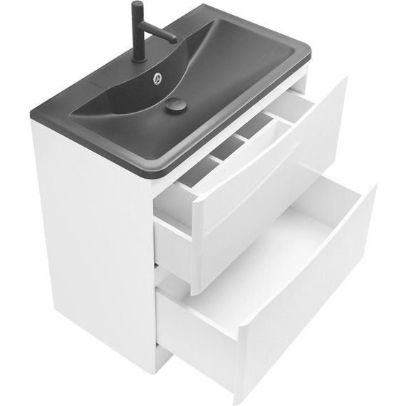 Тумба напольная с раковиной BelBagno ACQUA-1000-2C-PIA-BL 100 см, Bianco Lucido (раковина BB1000/455-LV-ART-ALR-NERO), Цвет фасада: Bianco Lucido Nero - фото 8