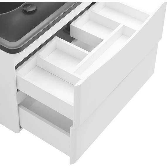 Тумба подвесная с раковиной BelBagno ACQUA-1000-2C-SO-BL 100 см, Bianco Lucido (раковина BB1000/455-LV-ART-ALR-NERO), Цвет фасада: Bianco Lucido Nero - фото 7