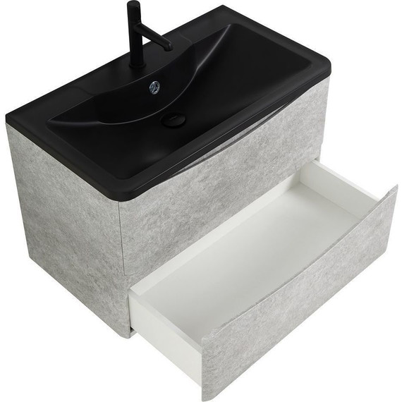 Тумба подвесная с раковиной BelBagno ACQUA-1000-2C-SO-CVG 100 см, Cemento Verona Grigio (раковина BB1000/455-LV-ART-ALR-NERO), Цвет фасада: Cemento Verona Grigio Nero - фото 5