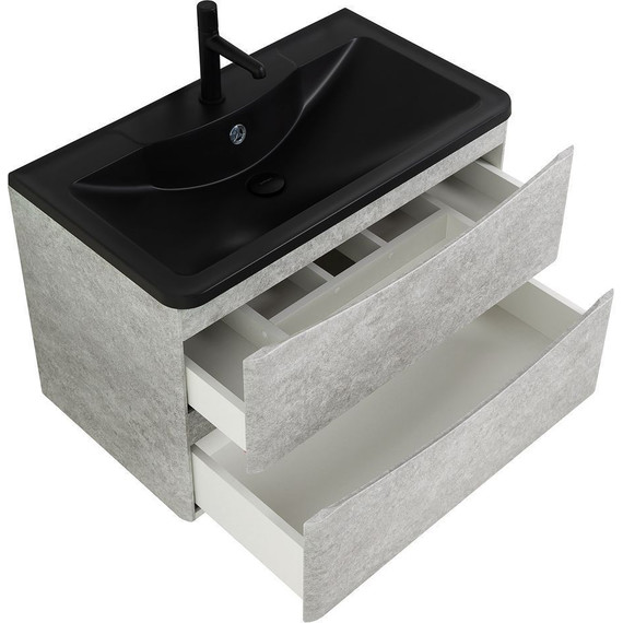 Тумба подвесная с раковиной BelBagno ACQUA-1000-2C-SO-CVG 100 см, Cemento Verona Grigio (раковина BB1000/455-LV-ART-ALR-NERO), Цвет фасада: Cemento Verona Grigio Nero - фото 9
