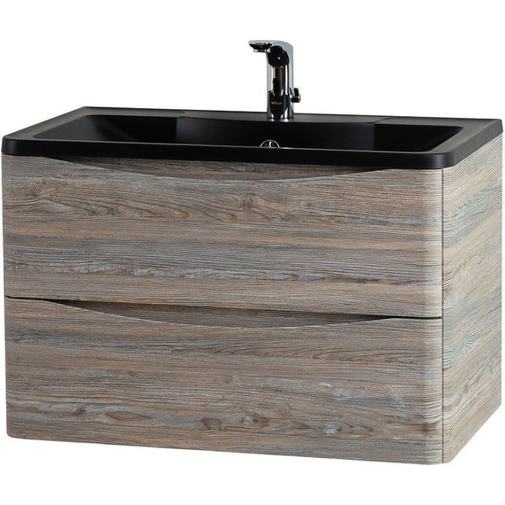 Тумба подвесная с раковиной BelBagno ACQUA-1000-2C-SO-PS 100 см, Pino Scania (раковина BB1000/455-LV-ART-ALR-NERO), Цвет фасада: Pino Scania Nero - фото 4