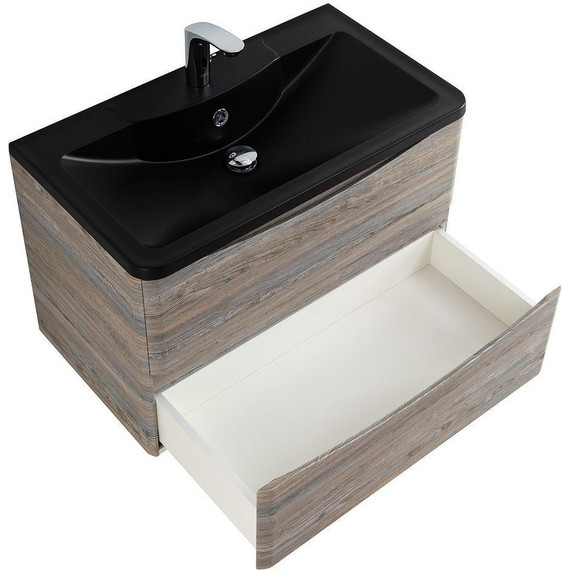 Тумба подвесная с раковиной BelBagno ACQUA-1000-2C-SO-PS 100 см, Pino Scania (раковина BB1000/455-LV-ART-ALR-NERO), Цвет фасада: Pino Scania Nero - фото 5