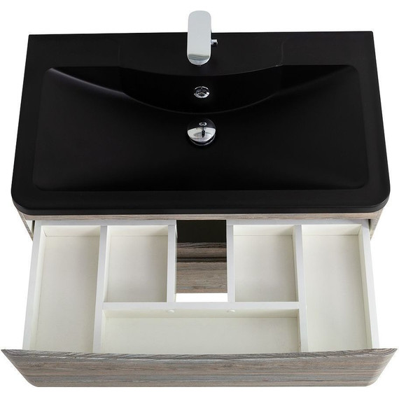 Тумба подвесная с раковиной BelBagno ACQUA-1000-2C-SO-PS 100 см, Pino Scania (раковина BB1000/455-LV-ART-ALR-NERO), Цвет фасада: Pino Scania Nero - фото 6