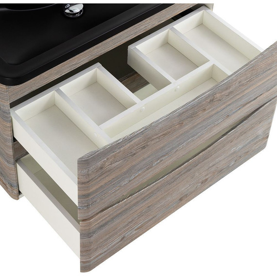 Тумба подвесная с раковиной BelBagno ACQUA-1000-2C-SO-PS 100 см, Pino Scania (раковина BB1000/455-LV-ART-ALR-NERO), Цвет фасада: Pino Scania Nero - фото 9