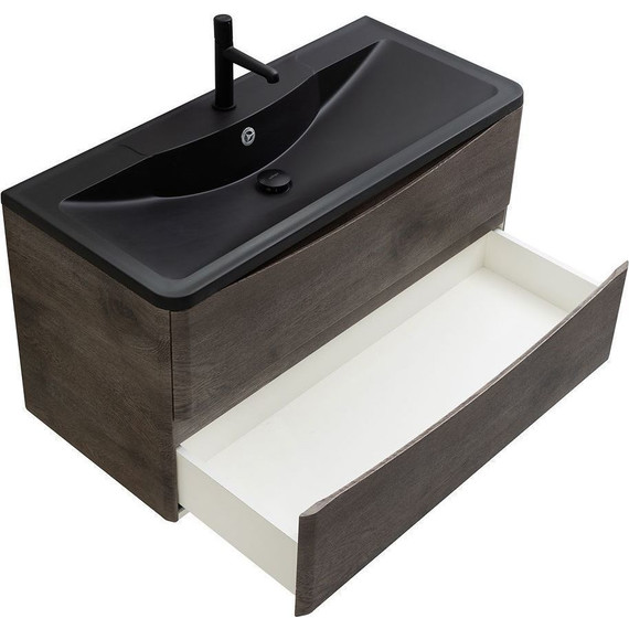 Тумба подвесная с раковиной BelBagno ACQUA-1000-2C-SO-RNG 100 см, Rovere Nature Grigio (раковина BB1000/455-LV-ART-ALR-NERO), Цвет фасада: Rovere Nature Grigio Nero - фото, картинка 4 Тумба подвесная с раковиной BelBagno ACQUA-1000-2C-SO-RNG 100 см, Rovere Nature Grigio (раковина BB1000/455-LV-ART-ALR-NERO), Цвет фасада: Rovere Nature Grigio Nero - фото 4