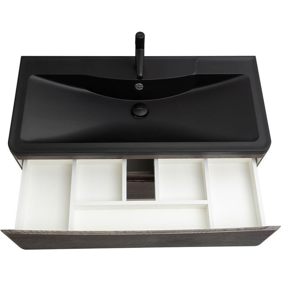 Тумба подвесная с раковиной BelBagno ACQUA-1000-2C-SO-RNG 100 см, Rovere Nature Grigio (раковина BB1000/455-LV-ART-ALR-NERO), Цвет фасада: Rovere Nature Grigio Nero - фото, картинка 5 Тумба подвесная с раковиной BelBagno ACQUA-1000-2C-SO-RNG 100 см, Rovere Nature Grigio (раковина BB1000/455-LV-ART-ALR-NERO), Цвет фасада: Rovere Nature Grigio Nero - фото 5