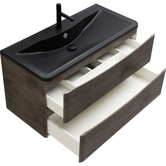 Тумба подвесная с раковиной BelBagno ACQUA-1000-2C-SO-RNG 100 см, Rovere Nature Grigio (раковина BB1000/455-LV-ART-ALR-NERO), Цвет фасада: Rovere Nature Grigio Nero - фото, картинка 8 Тумба подвесная с раковиной BelBagno ACQUA-1000-2C-SO-RNG 100 см, Rovere Nature Grigio (раковина BB1000/455-LV-ART-ALR-NERO), Цвет фасада: Rovere Nature Grigio Nero - фото 8