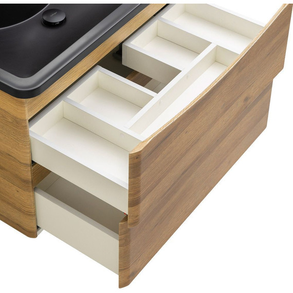 Тумба подвесная с раковиной BelBagno ACQUA-1000-2C-SO-RR 100 см, Rovere Rustico (раковина BB1000/455-LV-ART-ALR-NERO), Цвет фасада: Rovere Rustico Nero - фото 6