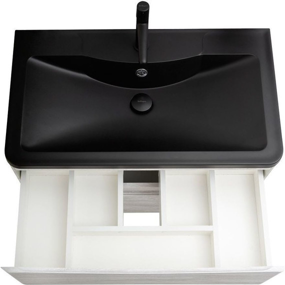 Тумба подвесная с раковиной BelBagno ACQUA-1000-2C-SO-RVB 100 см, Rovere Vintage Bianco (раковина BB1000/455-LV-ART-ALR-NERO), Цвет фасада: Rovere Vintage Bianco Nero - фото 5