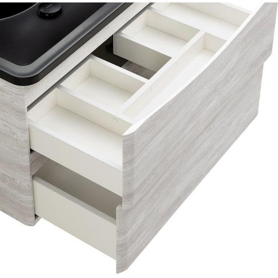 Тумба подвесная с раковиной BelBagno ACQUA-1000-2C-SO-RVB 100 см, Rovere Vintage Bianco (раковина BB1000/455-LV-ART-ALR-NERO), Цвет фасада: Rovere Vintage Bianco Nero - фото 6