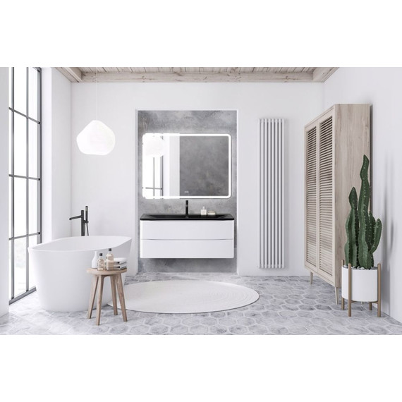 Тумба подвесная с раковиной BelBagno ACQUA-1200-2C-SO-BL 120 см, Bianco Lucido (раковина BB1200/455-LV-ART-ALR-NERO), Цвет фасада: Bianco Lucido Nero - фото 2