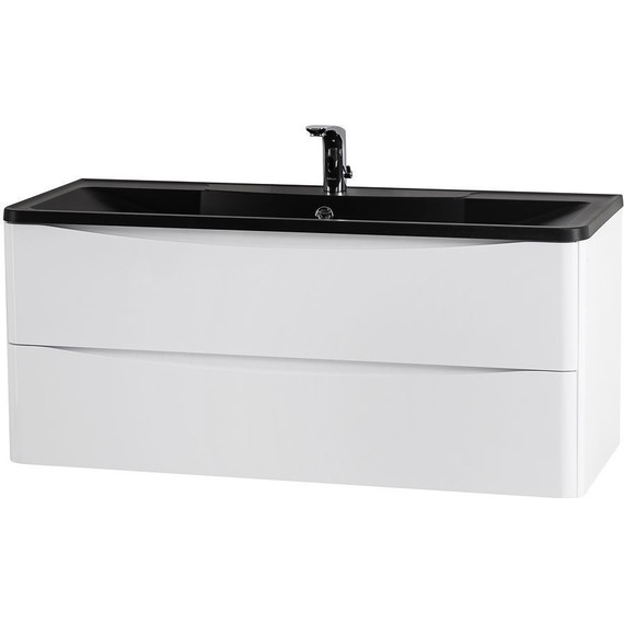 Тумба подвесная с раковиной BelBagno ACQUA-1200-2C-SO-BL 120 см, Bianco Lucido (раковина BB1200/455-LV-ART-ALR-NERO), Цвет фасада: Bianco Lucido Nero - фото 3