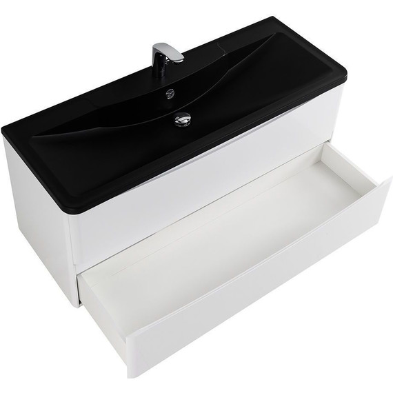 Тумба подвесная с раковиной BelBagno ACQUA-1200-2C-SO-BL 120 см, Bianco Lucido (раковина BB1200/455-LV-ART-ALR-NERO), Цвет фасада: Bianco Lucido Nero - фото 4