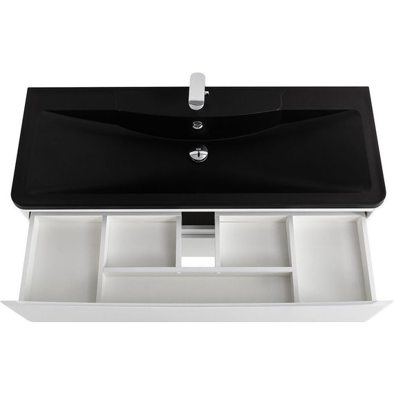 Тумба подвесная с раковиной BelBagno ACQUA-1200-2C-SO-BL 120 см, Bianco Lucido (раковина BB1200/455-LV-ART-ALR-NERO), Цвет фасада: Bianco Lucido Nero - фото 6