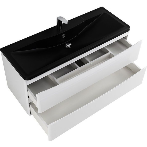 Тумба подвесная с раковиной BelBagno ACQUA-1200-2C-SO-BL 120 см, Bianco Lucido (раковина BB1200/455-LV-ART-ALR-NERO), Цвет фасада: Bianco Lucido Nero - фото 7