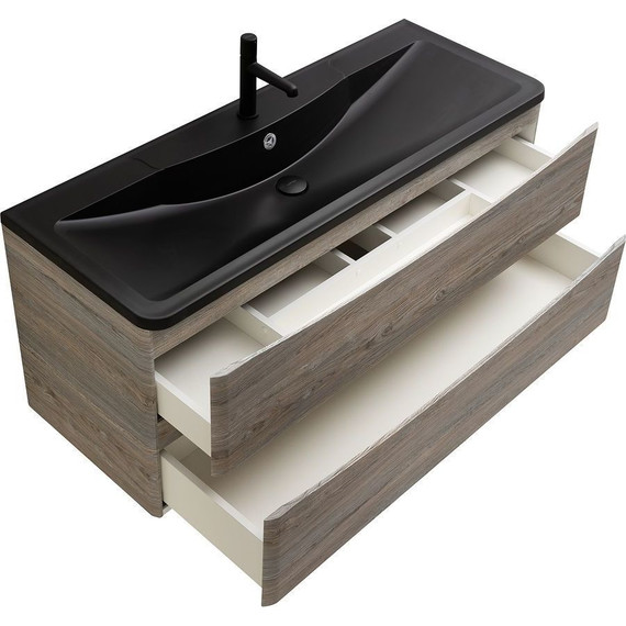 Тумба подвесная с раковиной BelBagno ACQUA-1200-2C-SO-PS 120 см, Pino Scania (раковина BB1200/455-LV-ART-ALR-NERO), Цвет фасада: Pino Scania Nero - фото 8