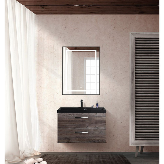 Тумба подвесная с раковиной BelBagno AURORA-800-2C-SO-PP 80 см, Pino Pasadena (раковина BB800/450-LV-ART-AST-NERO), Цвет фасада: Pino Pasadena Nero - фото 2