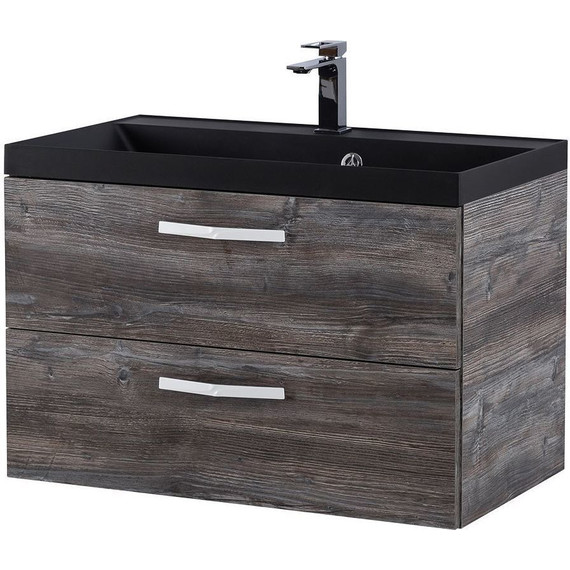 Тумба подвесная с раковиной BelBagno AURORA-800-2C-SO-PP 80 см, Pino Pasadena (раковина BB800/450-LV-ART-AST-NERO), Цвет фасада: Pino Pasadena Nero - фото 3