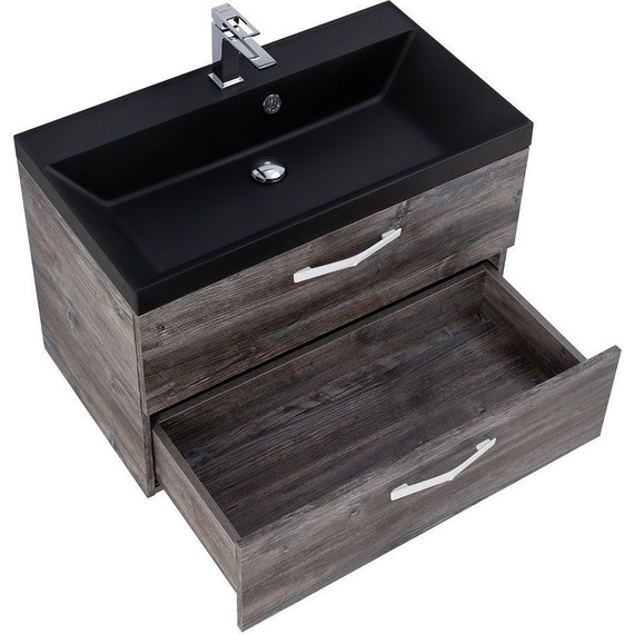 Тумба подвесная с раковиной BelBagno AURORA-800-2C-SO-PP 80 см, Pino Pasadena (раковина BB800/450-LV-ART-AST-NERO), Цвет фасада: Pino Pasadena Nero - фото 4