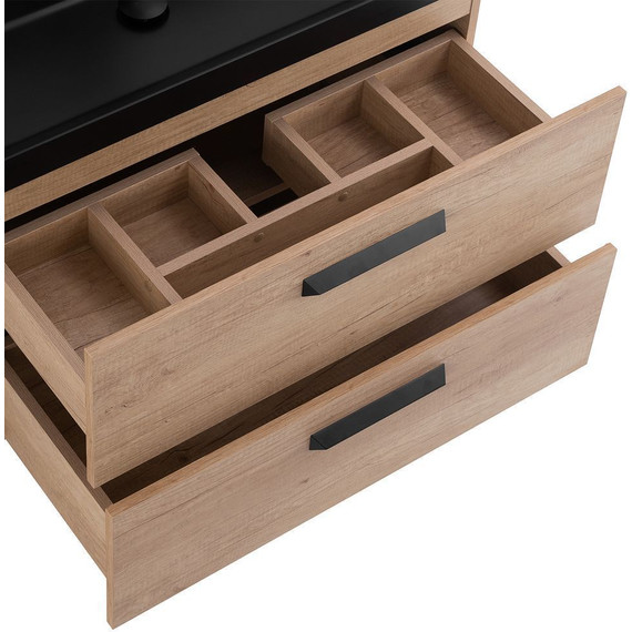 Тумба подвесная с раковиной BelBagno AURORA-800-2C-SO-RNN 80 см, Rovere Nebrasca Nature (раковина BB800/450-LV-ART-AST-NERO), Цвет фасада: Rovere Nebrasca Nature Nero - фото 7