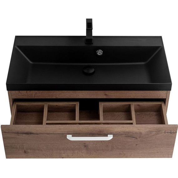 Тумба подвесная с раковиной BelBagno AURORA-800-2C-SO-RT 80 см, Rovere Tabacco (раковина BB800/450-LV-ART-AST-NERO), Цвет фасада: Rovere Tabacco Nero - фото 5