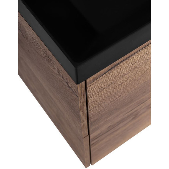 Тумба подвесная с раковиной BelBagno AURORA-800-2C-SO-RT 80 см, Rovere Tabacco (раковина BB800/450-LV-ART-AST-NERO), Цвет фасада: Rovere Tabacco Nero - фото 8