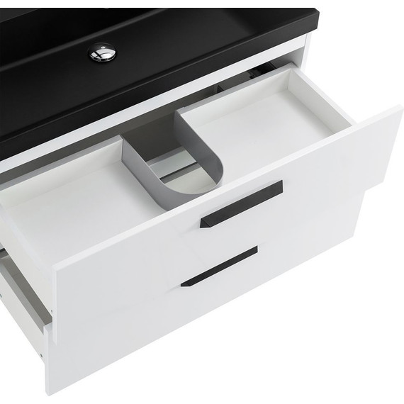 Тумба подвесная с раковиной BelBagno AURORA-900-2C-SO-BL 90 см, Bianco Lucido (раковина BB900/450-LV-ART-AST-NERO), Цвет фасада: Bianco Lucido Nero - фото 7