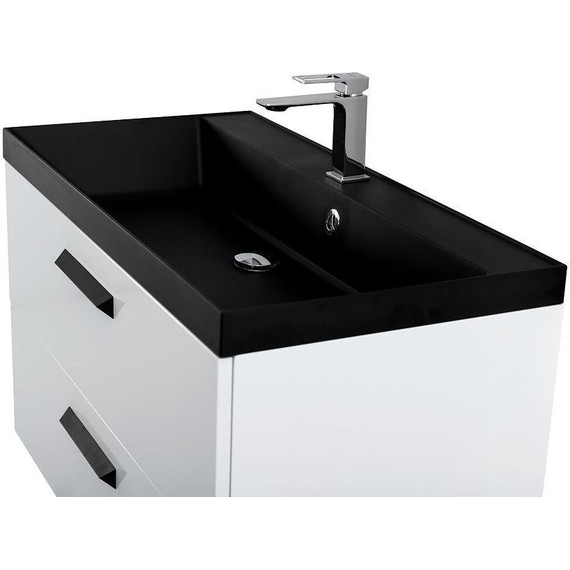 Тумба подвесная с раковиной BelBagno AURORA-900-2C-SO-BL 90 см, Bianco Lucido (раковина BB900/450-LV-ART-AST-NERO), Цвет фасада: Bianco Lucido Nero - фото 10