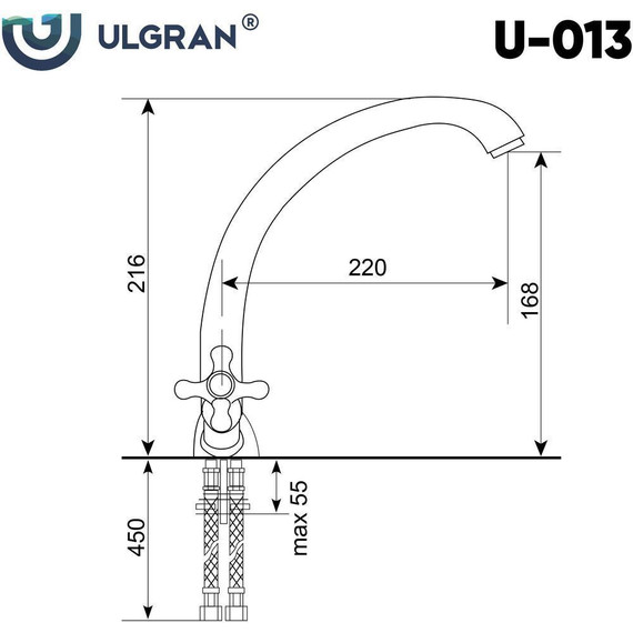 Смеситель для кухни Ulgran U-013-308, чёрный - фото 2