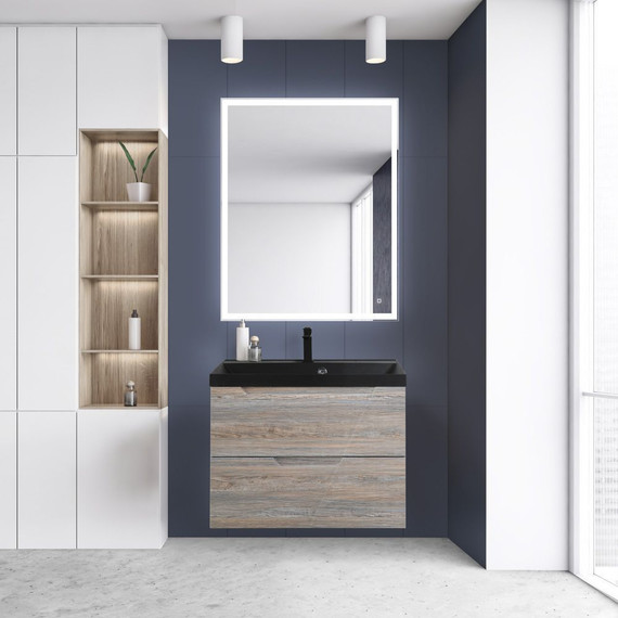 Тумба подвесная с раковиной BelBagno VITTORIA-800-2C-SO-PINO-P 80 см, Pino (раковина BB800/450-LV-ART-AST-NERO) - фото 2