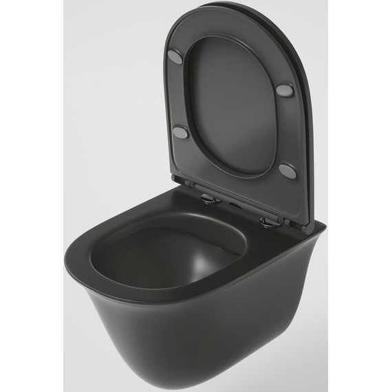 Унитаз подвесной безободковый Grossman Color GR-4412BMS с крышкой микролифт, черный, Цвет производителя: чёрный - фото 3