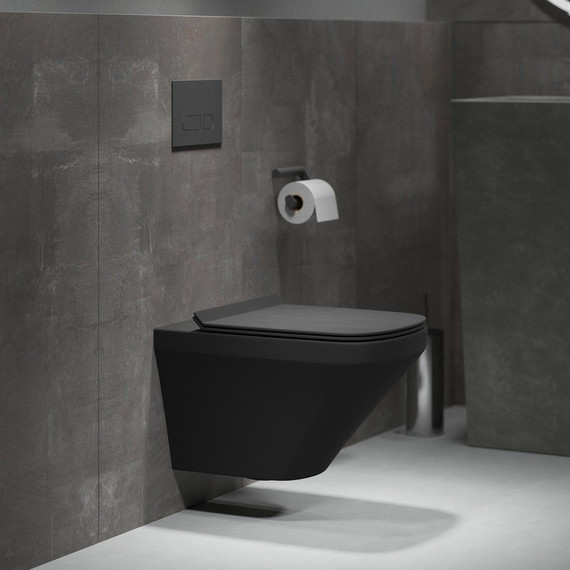 Унитаз подвесной безободковый Grossman Color GR-4440BMS с крышкой микролифт, черный матовый - фото 2