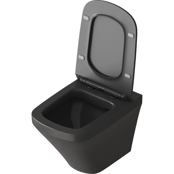 Унитаз подвесной безободковый Grossman Color GR-4440BMS с крышкой микролифт, черный матовый - фото 3