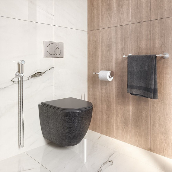 Унитаз подвесной безободковый Grossman Color GR-4455BBLS с крышкой микролифт, черный глянец, Цвет производителя: чёрный - фото 4