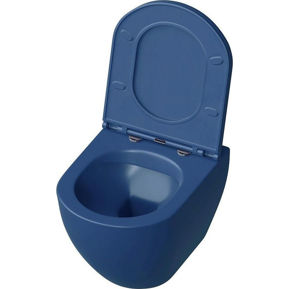 Унитаз подвесной безободковый Grossman Color GR-4455BLMS с крышкой микролифт, синий матовый, Цвет производителя: синий - фото 4