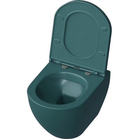 Унитаз подвесной безободковый Grossman Color GR-4455OLMS с крышкой микролифт, зеленый матовый, Цвет производителя: зелёный - фото 3