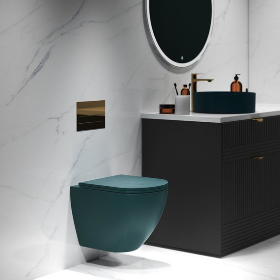 Унитаз подвесной безободковый Grossman Color GR-4455OLMS с крышкой микролифт, зеленый матовый, Цвет производителя: зелёный - фото 4