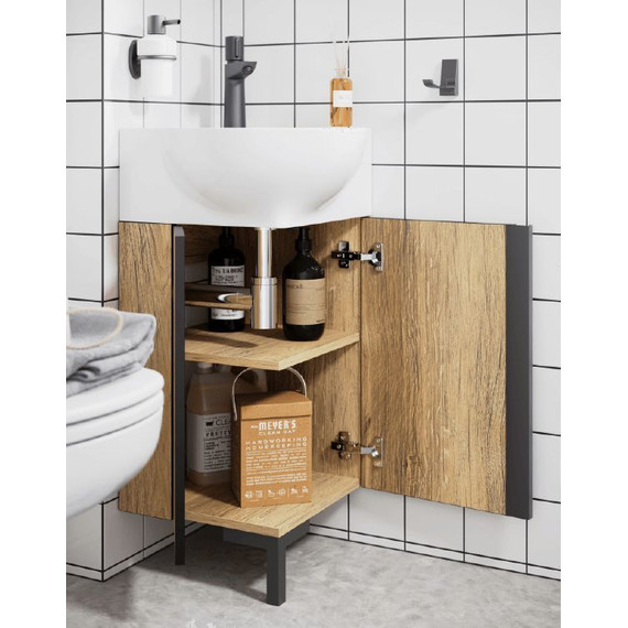 Тумба напольная с раковиной Aqwella Porto 45 см POR0104DB, дуб балтийский, Цвет фасада: тёмное дерево - фото, картинка 4 Тумба напольная с раковиной Aqwella Porto 45 см POR0104DB, дуб балтийский, Цвет фасада: тёмное дерево - фото 4