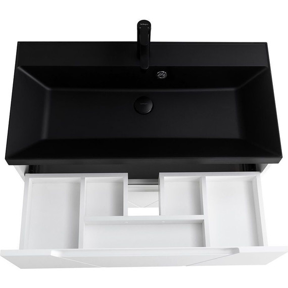 Тумба подвесная с раковиной BelBagno VITTORIA-1000-2C-SO-BO-P 100 см, Bianco Opaco (раковина BB1000/450-LV-ART-AST-NERO) - фото 7