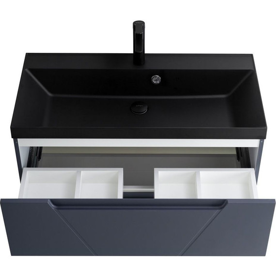 Тумба подвесная с раковиной BelBagno VITTORIA-1000-2C-SO-GO-P 100 см, Grigio Opaco (раковина BB1000/450-LV-ART-AST-NERO) - фото 5