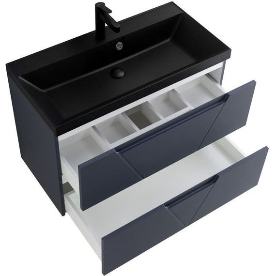 Тумба подвесная с раковиной BelBagno VITTORIA-1000-2C-SO-GO-P 100 см, Grigio Opaco (раковина BB1000/450-LV-ART-AST-NERO) - фото 6