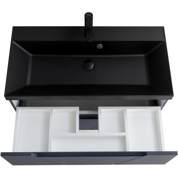 Тумба подвесная с раковиной BelBagno VITTORIA-1000-2C-SO-GO-P 100 см, Grigio Opaco (раковина BB1000/450-LV-ART-AST-NERO) - фото 8