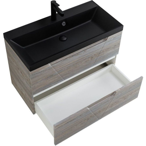 Тумба подвесная с раковиной BelBagno VITTORIA-1000-2C-SO-PINO-P 100 см, Pino (раковина BB1000/450-LV-ART-AST-NERO) - фото 4