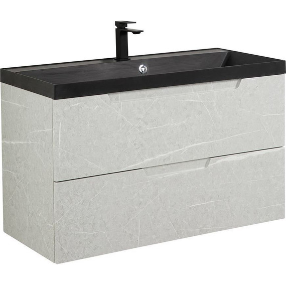 Тумба подвесная с раковиной BelBagno VITTORIA-1000-2C-SO-TB-P 100 см, Toros Bianco (раковина BB1000/450-LV-ART-AST-NERO) - фото 3