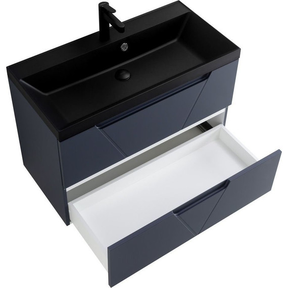 Тумба подвесная с раковиной BelBagno VITTORIA-900-2C-SO-GO-P 90 см, Grigio Opaco (раковина BB900/450-LV-ART-AST-NERO) - фото 4