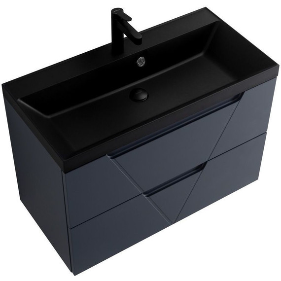 Тумба подвесная с раковиной BelBagno VITTORIA-900-2C-SO-GO-P 90 см, Grigio Opaco (раковина BB900/450-LV-ART-AST-NERO) - фото 9