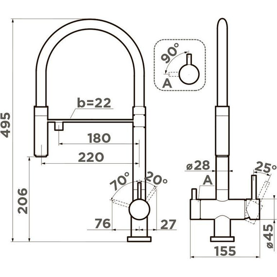 Смеситель для кухни Omoikiri Kanto AZ 4994425, azur blue - фото 2