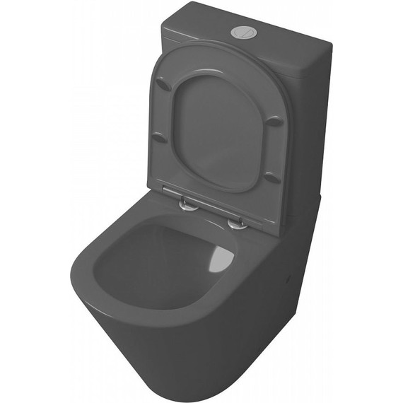 Унитаз-компакт безободковый Grossman GR-4450BMS с крышкой микролифт, чёрный матовый, Цвет производителя: чёрный матовый - фото 3