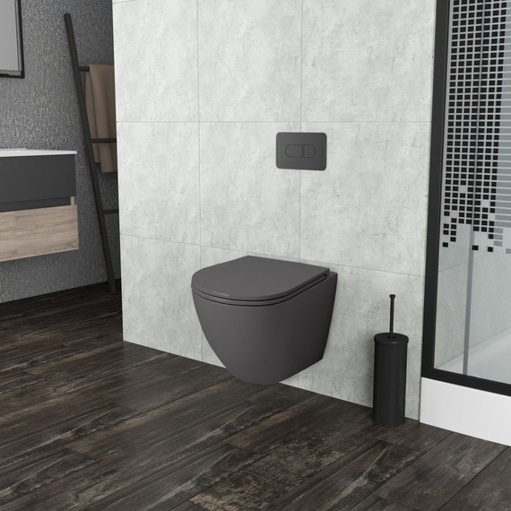 Унитаз подвесной безободковый Grossman GR-4455GMS с крышкой микролифт, серый матовый - фото, картинка 3 Унитаз подвесной безободковый Grossman GR-4455GMS с крышкой микролифт, серый матовый - фото 3